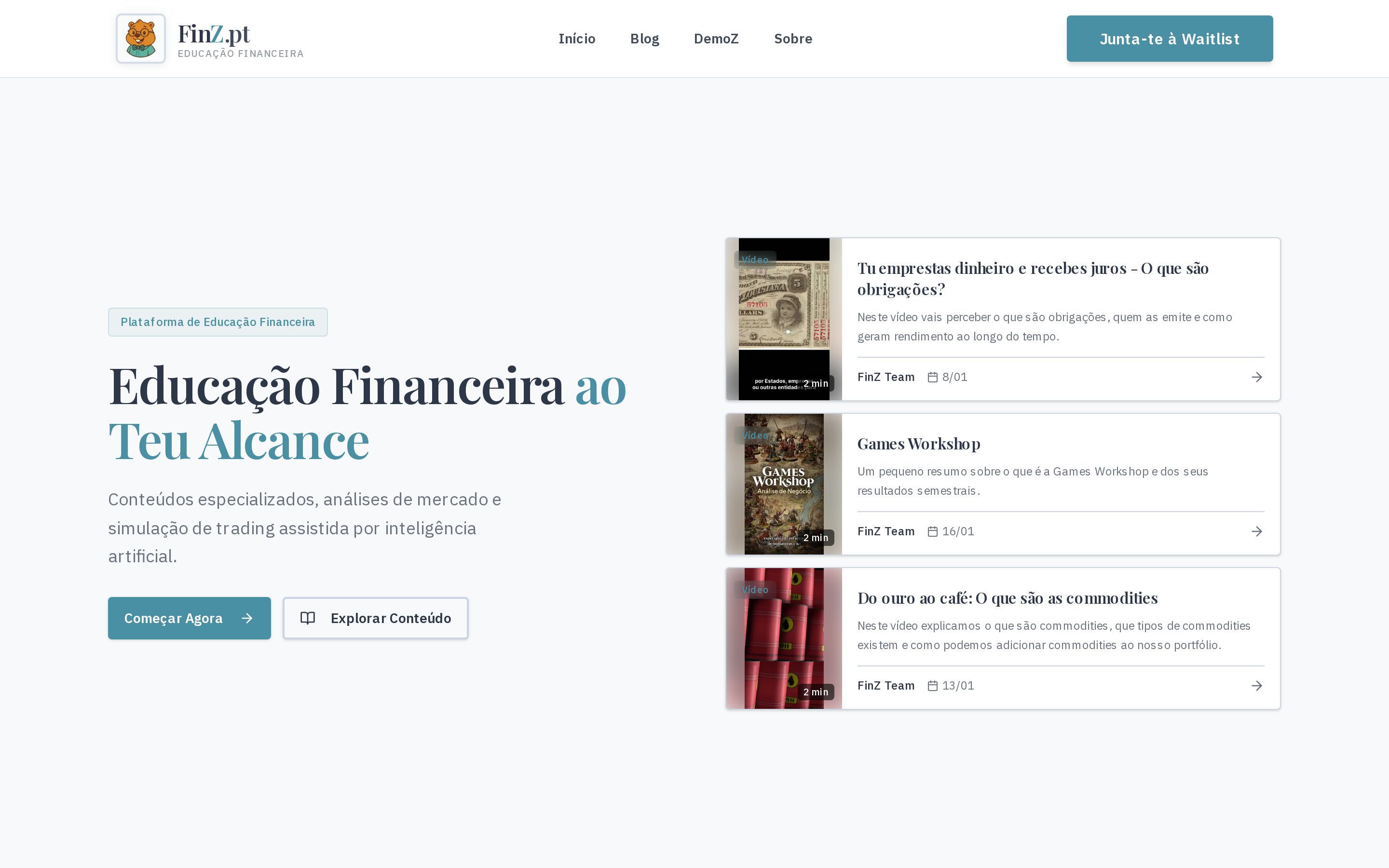 Finz live website screenshot